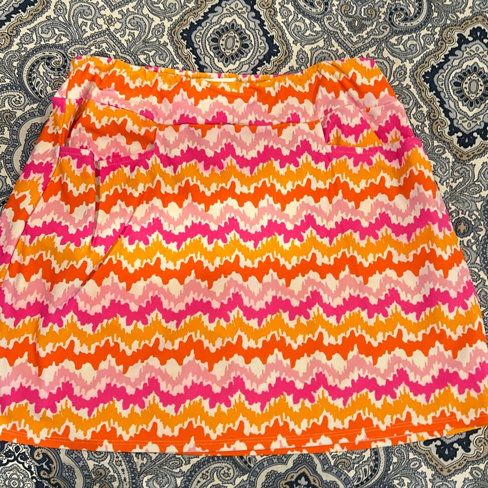 Orange pink and white Jude Connally skort.
